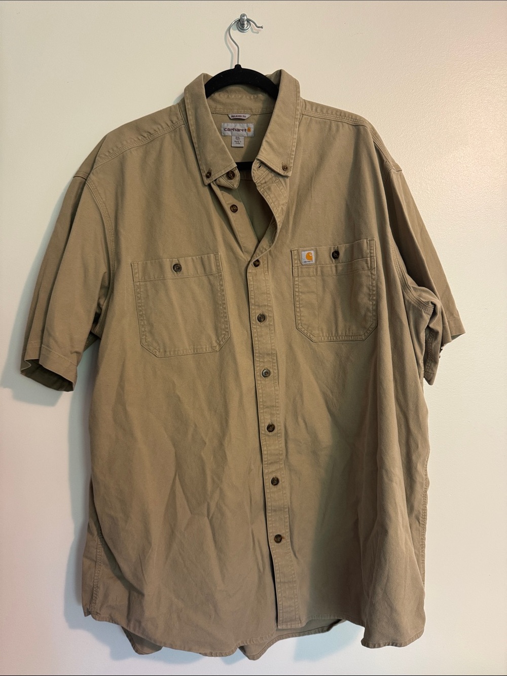 Carhartt Men's Short-Sleeve Button-Down Work Shirt in Khaki/Tan